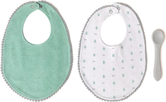 Kiokids Σετ 3 Τμχ. Σαλιάρες & Κουτάλι Σιλικόνης Μέντα 4+Μηνών - Image 2