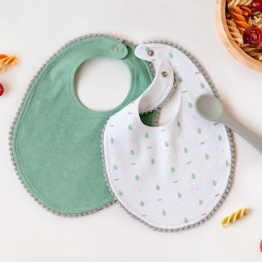 Kiokids Σετ 3 Τμχ. Σαλιάρες & Κουτάλι Σιλικόνης Μέντα 4+Μηνών