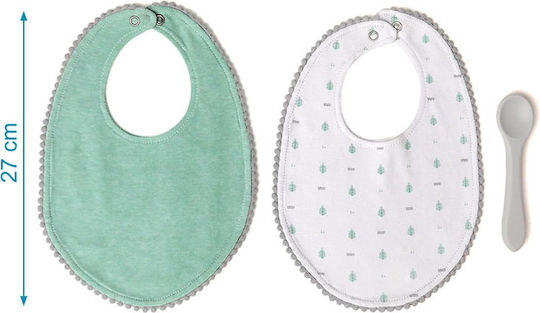 Kiokids Σετ 3 Τμχ. Σαλιάρες & Κουτάλι Σιλικόνης Μέντα 4+Μηνών - Image 3