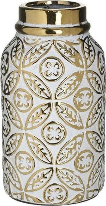 Inart Διακοσμητικό Βάζο 13x13x24 Λευκό-Χρυσό