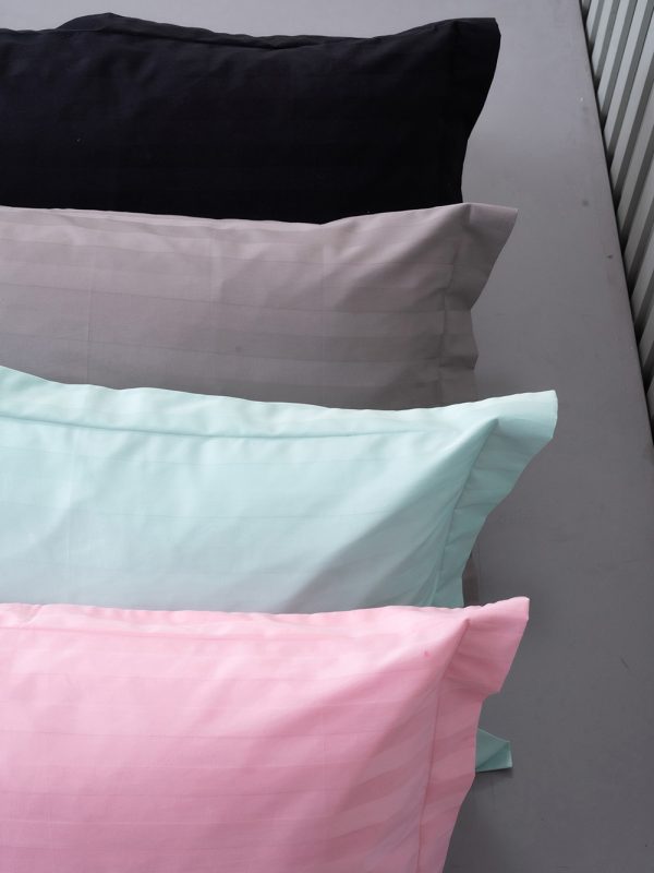 Palamaiki Ζεύγος Μαξιλαροθήκες Ύπνου 50x70 Satin Stripes Black - Image 4