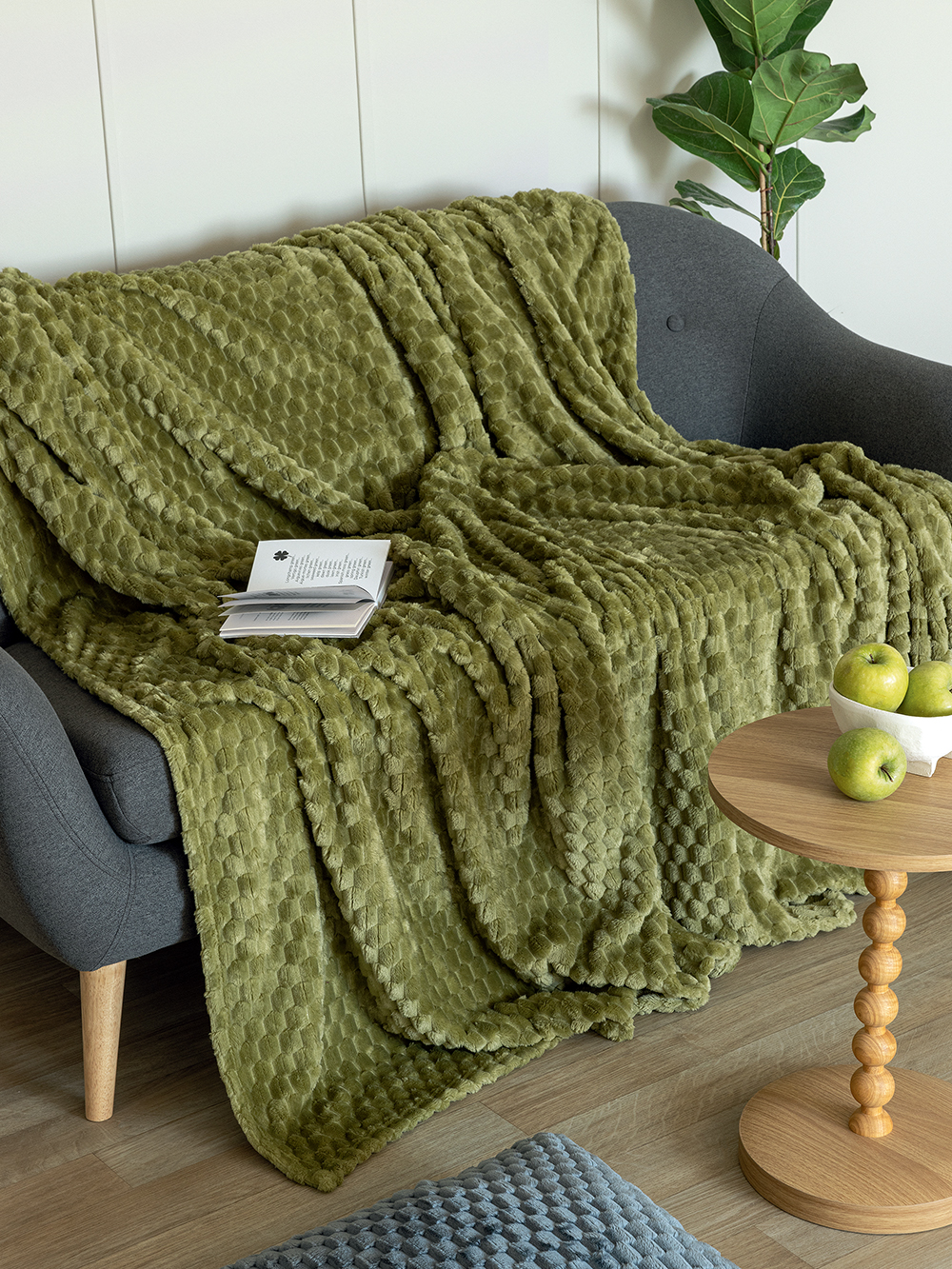 Palamaiki Κουβέρτα Fleese Μονή 160x220 Aster Green - Image 3