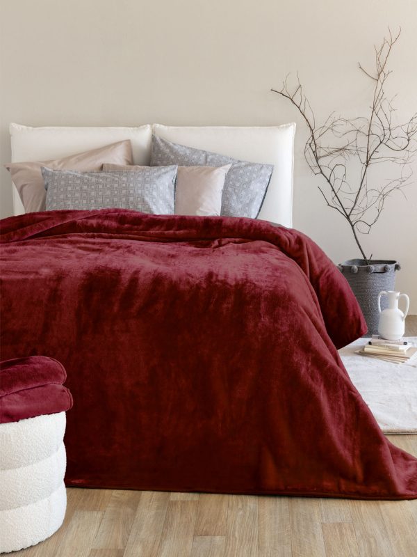 Palamaiki Κουβέρτα Βελουτέ Μονή 160x220 Dream Velour/3 Bordeaux - Image 4