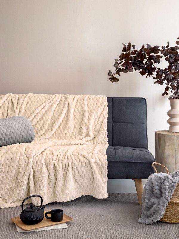 Palamaiki Κουβέρτα Fleese Μονή 160x220 Aster Cream - Image 5