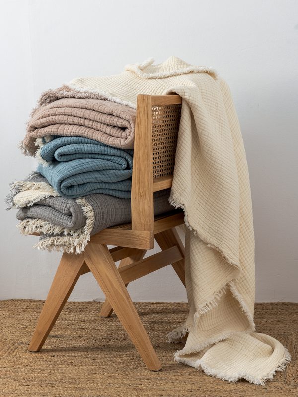 Palamaiki Κουβέρτα Βαμβακερή Μουσελίνα King Size 250x240 Mous Beige - Image 4