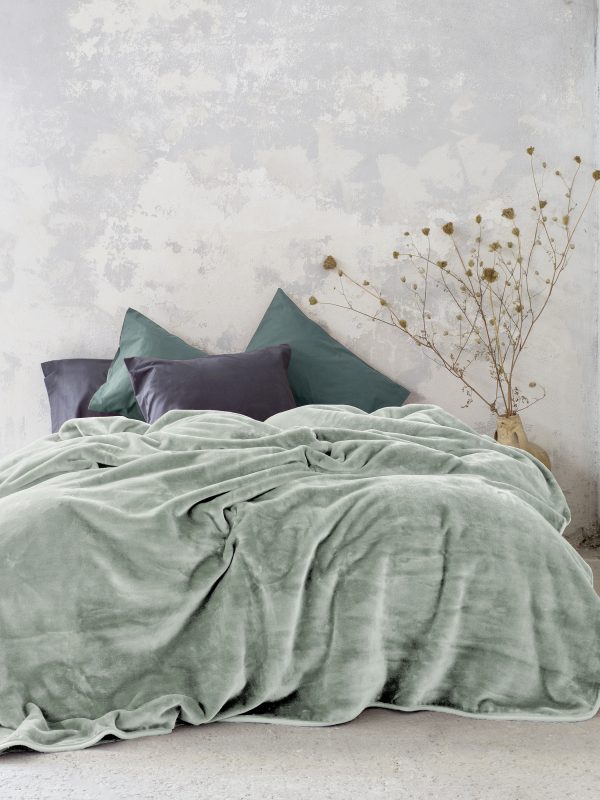 Nima Home Κουβέρτα Βελουτέ Υπέρδιπλη 220x240 Coperta Sage Green - Image 4