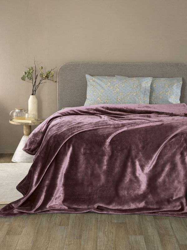Palamaiki Κουβέρτα Fleese Υπέρδιπλη 220x240 Lucy Mauve - Image 4