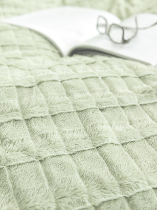 Nima Home Κουβερτοπάπλωμα Γούνα Υπέρδιπλο 220x240 Weave Mint - Image 4
