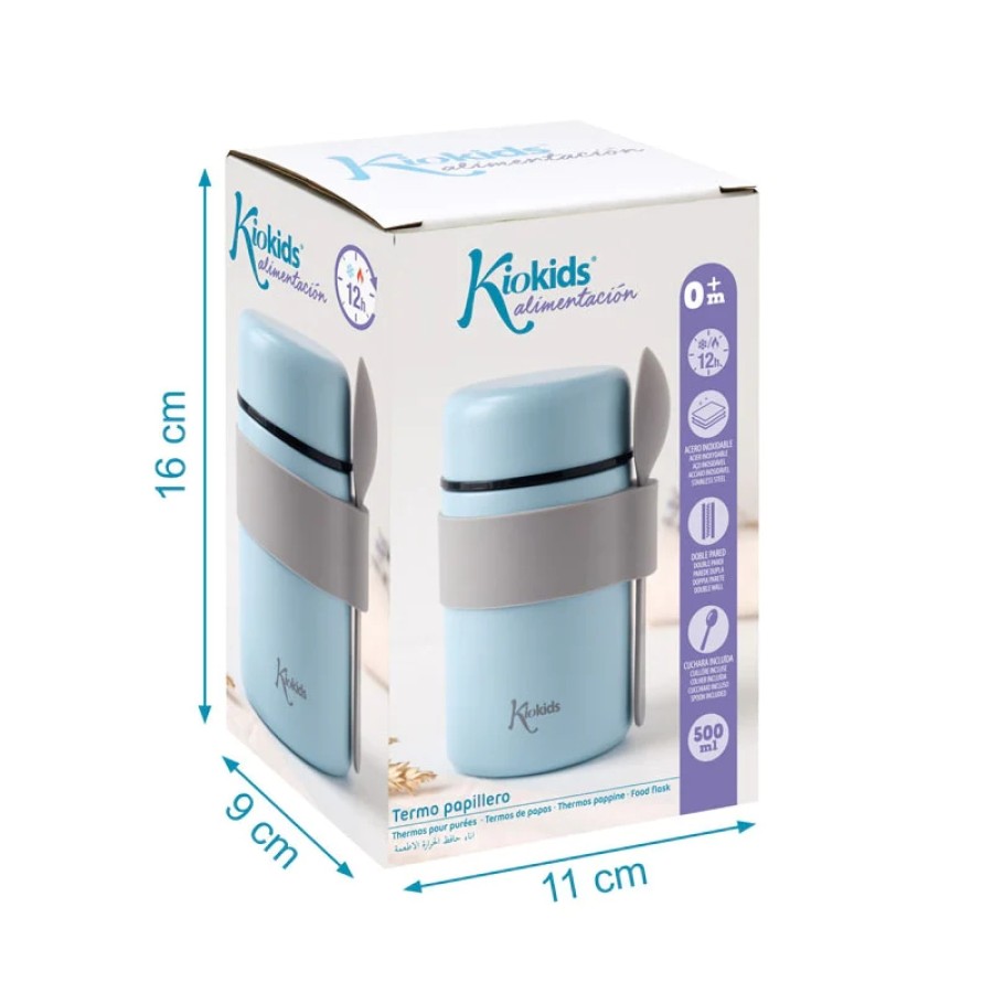 Kiokids Βρεφικό Θερμός Φαγητού Με Κουταλάκι Γκρι 500ml - Image 3