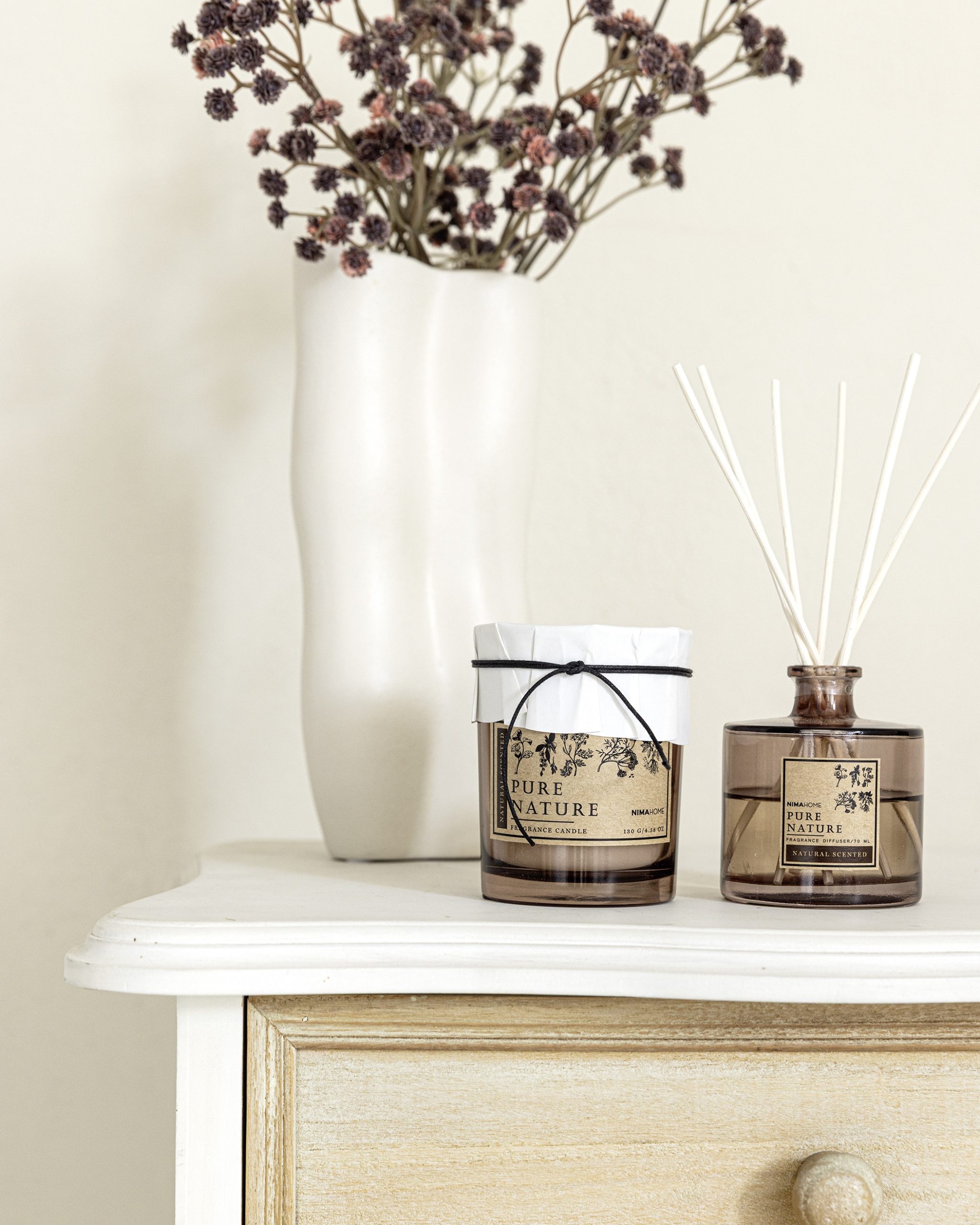 Nima Home Σετ Αρωματικό Χώρου με Στικ 100ml & Αρωματικό Κερί 130gr - Pure Nature