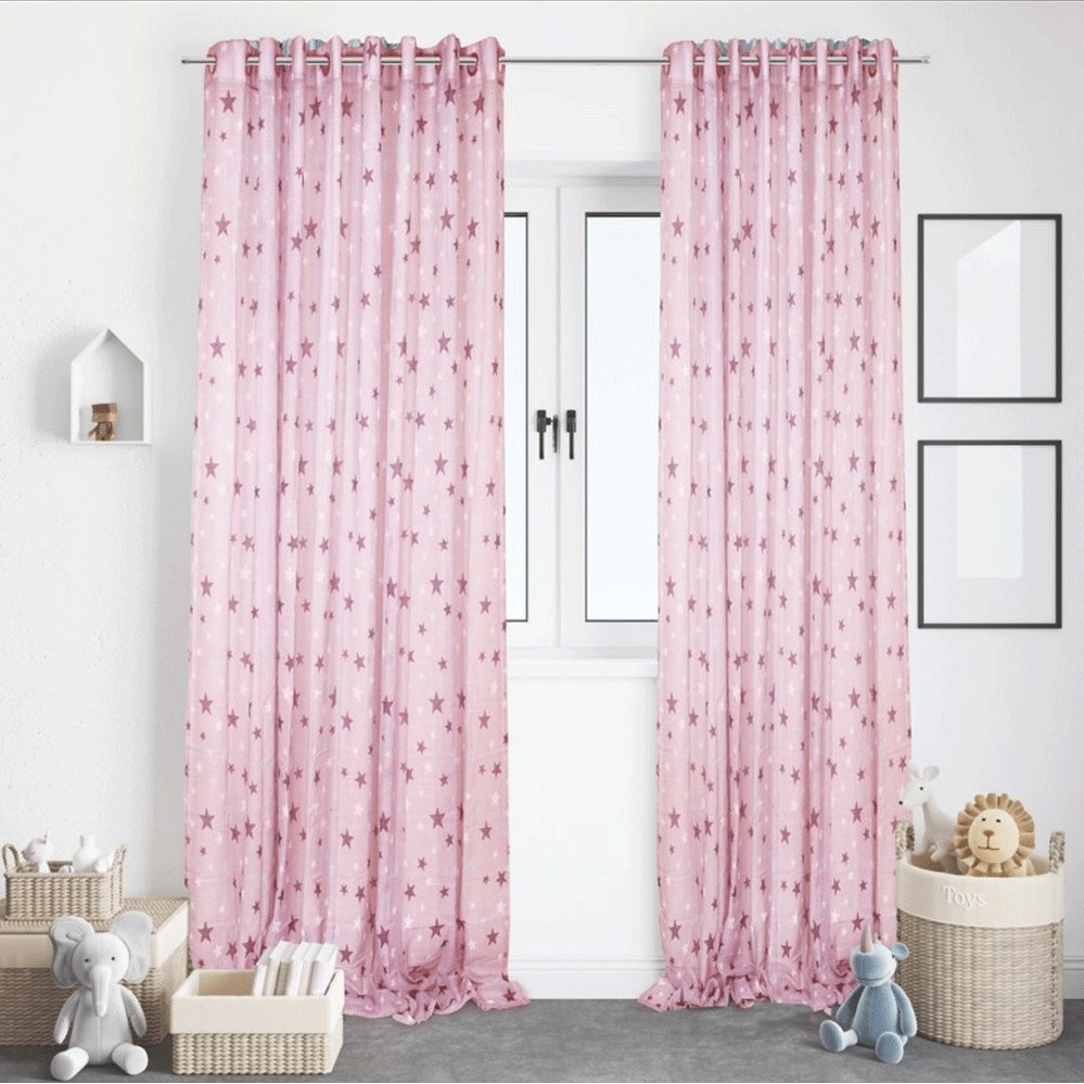 Flamingo Κουρτίνα Με Τρουκς 140x260 Stars Pink