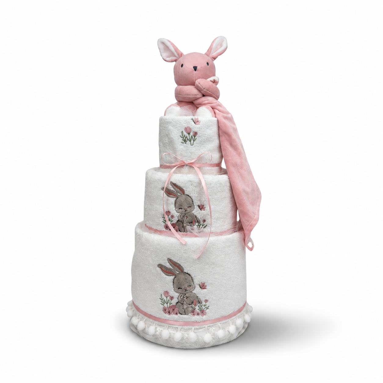 3 Όροφο Diaper Cake – Rabbit Pink!