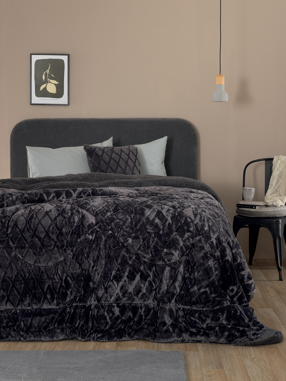 Palamaiki Κουβερτοπάπλωμα King size 240x260 Nadine/5 Coal